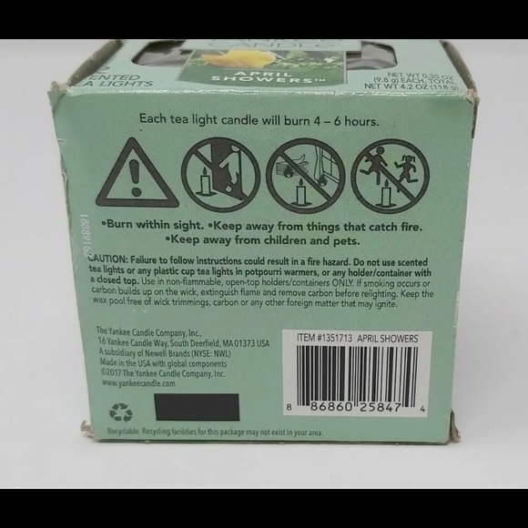 Yankee Candle One Box of 12 SCENTED TEA LIGHT CANDLES - April Showers. - Picture 3 of 3